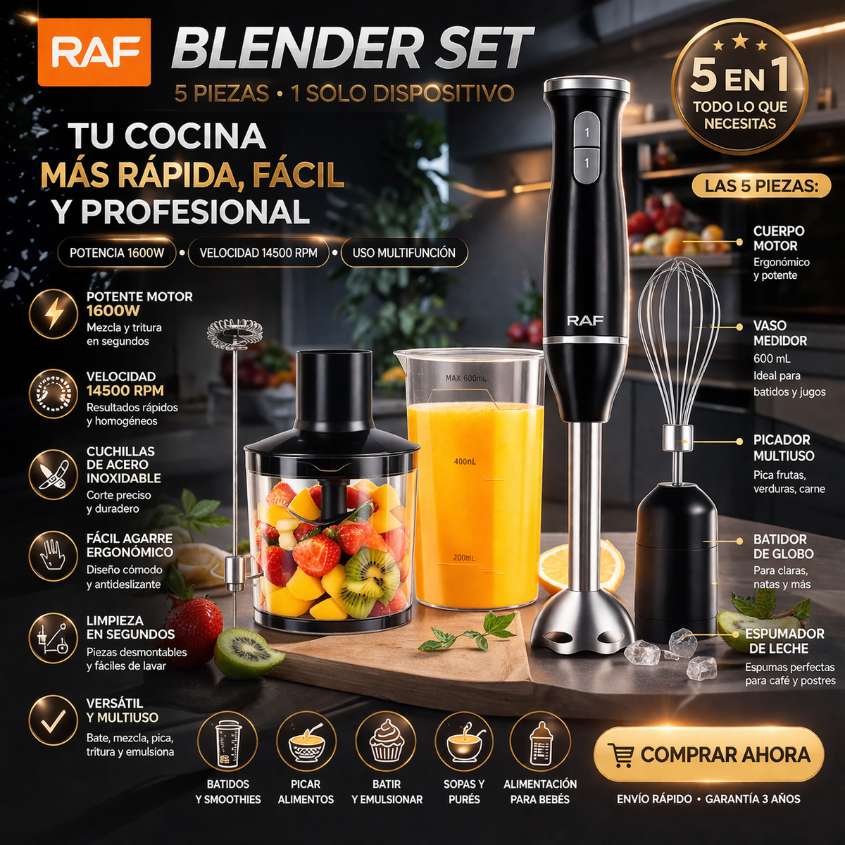 👩🏻🍳💫Batidora Licuadora de Mano SmartChef Premium👩🏻🍳💫😱