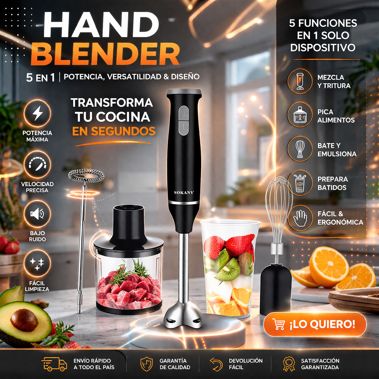 👩🏻‍🍳💫Batidora de Mano 5 en 1 SmartChef Premium👩🏻‍🍳💫😱