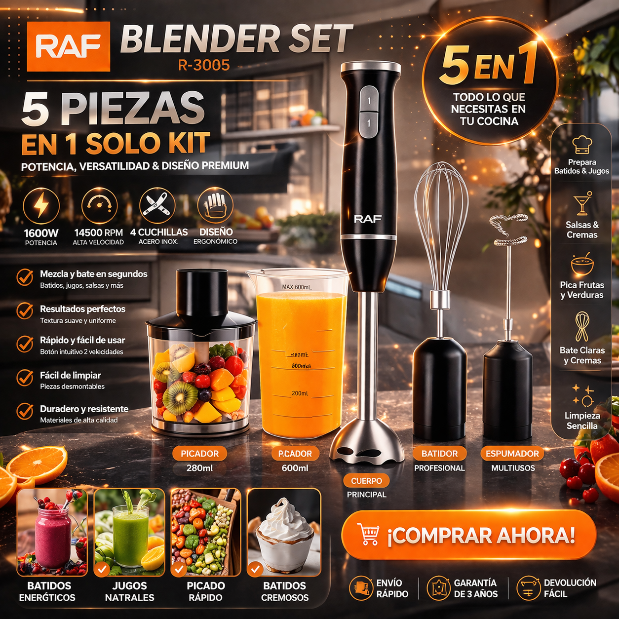 👩🏻‍🍳💫Batidora de Mano 5 en 1 SmartChef Premium👩🏻‍🍳💫😱